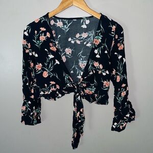 American Eagle Floral Tie Blouse